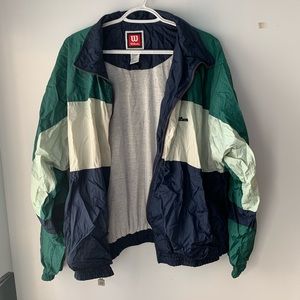 Vintage embroidered windbreaker green and blue
